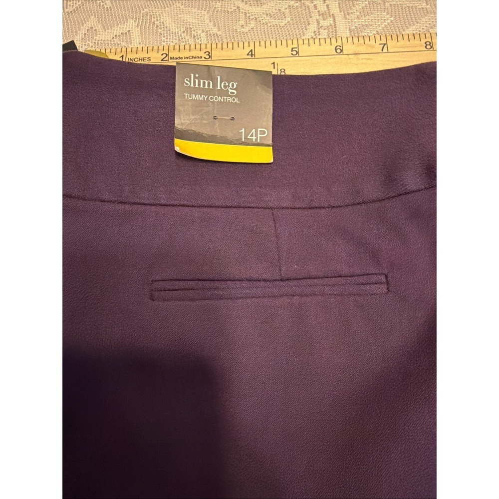NWT ALFANI Womens Modern Straight Leg Comfort Waist 14P/W34/L27 Eggplant Dark - Picture 8 of 9
